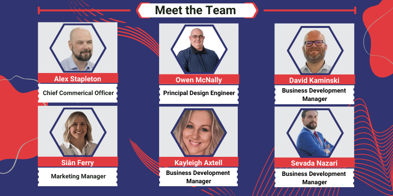 electronica headshots for ABT team. Headshots of: Alex Stapleton (CCO) Owen McNally (Principal Design Engineer) David Kaminski, Kayleigh Axtell and Sevada Nazari (Business Development Managers) Sian Ferry (Marketing Manager)
